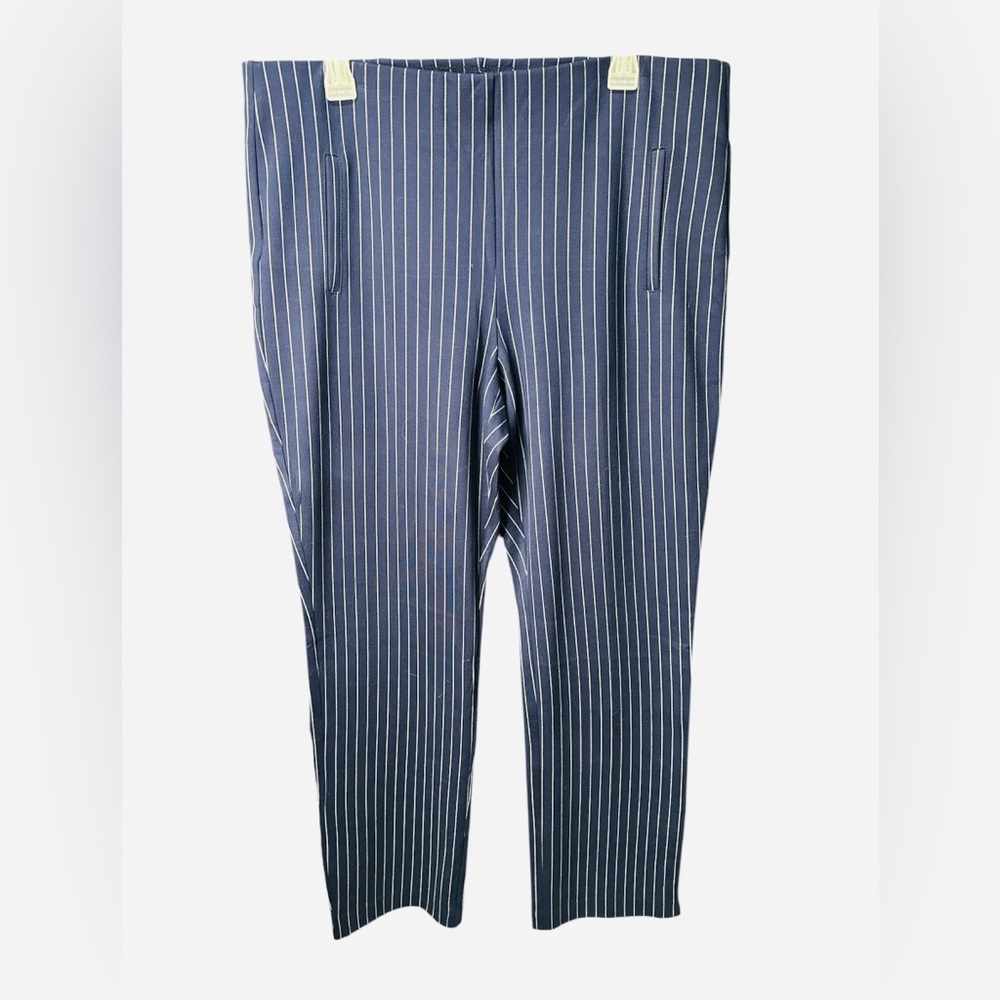 Chico's Navy Striped Straight Leg Pants